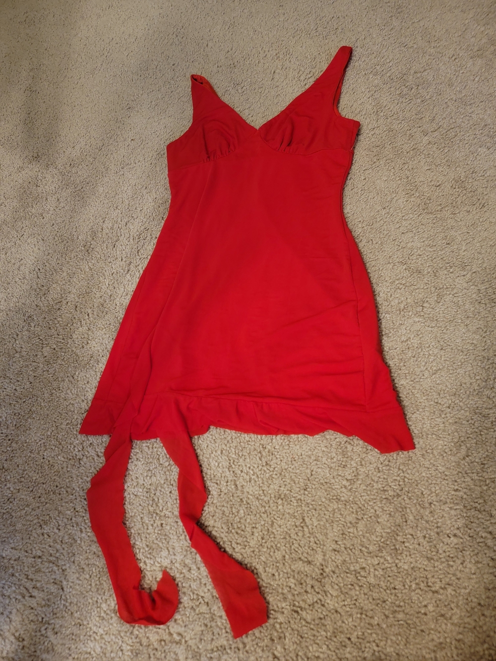 Red V-Neck Sleeveless Women's Dress